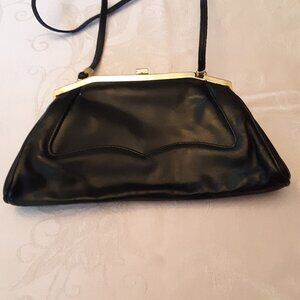 Leather purse, small, black